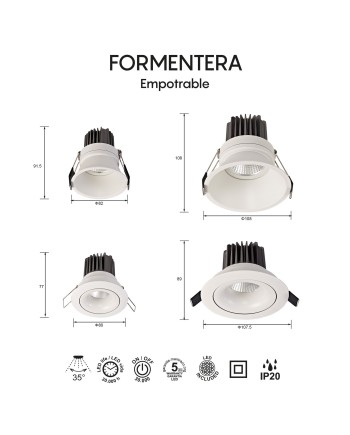 ***OFER/DES*** FORMENTERA * EMPOTRABLE LED COB (Basculante) 12W - 4000K